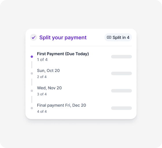 Split in up to 4 payments
